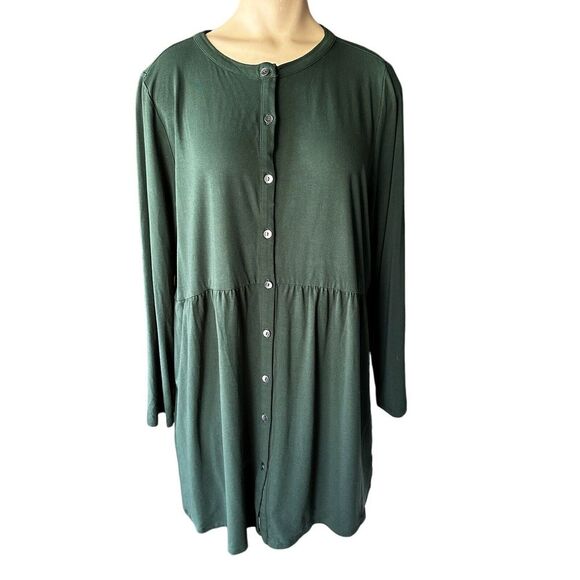J Jill‎ Wearever Collection Dress Tunic Green Button Down Women's Size PL READ - Picture 1 of 12